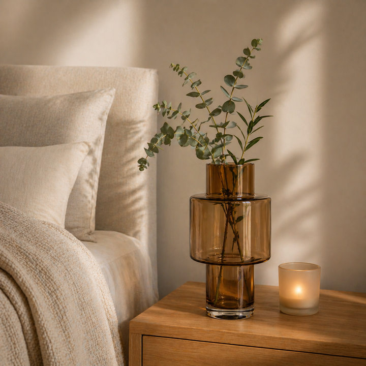 Vaas glas Juba M - H40 W20 - Cognac - Bloempot Kamerplant