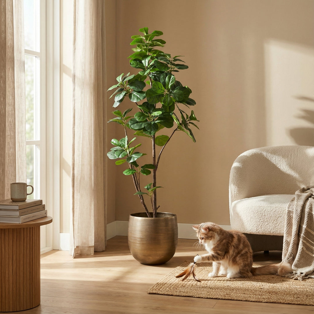 Kunst Ficus lyrata vertakt - 150cm - Vioolbladplant