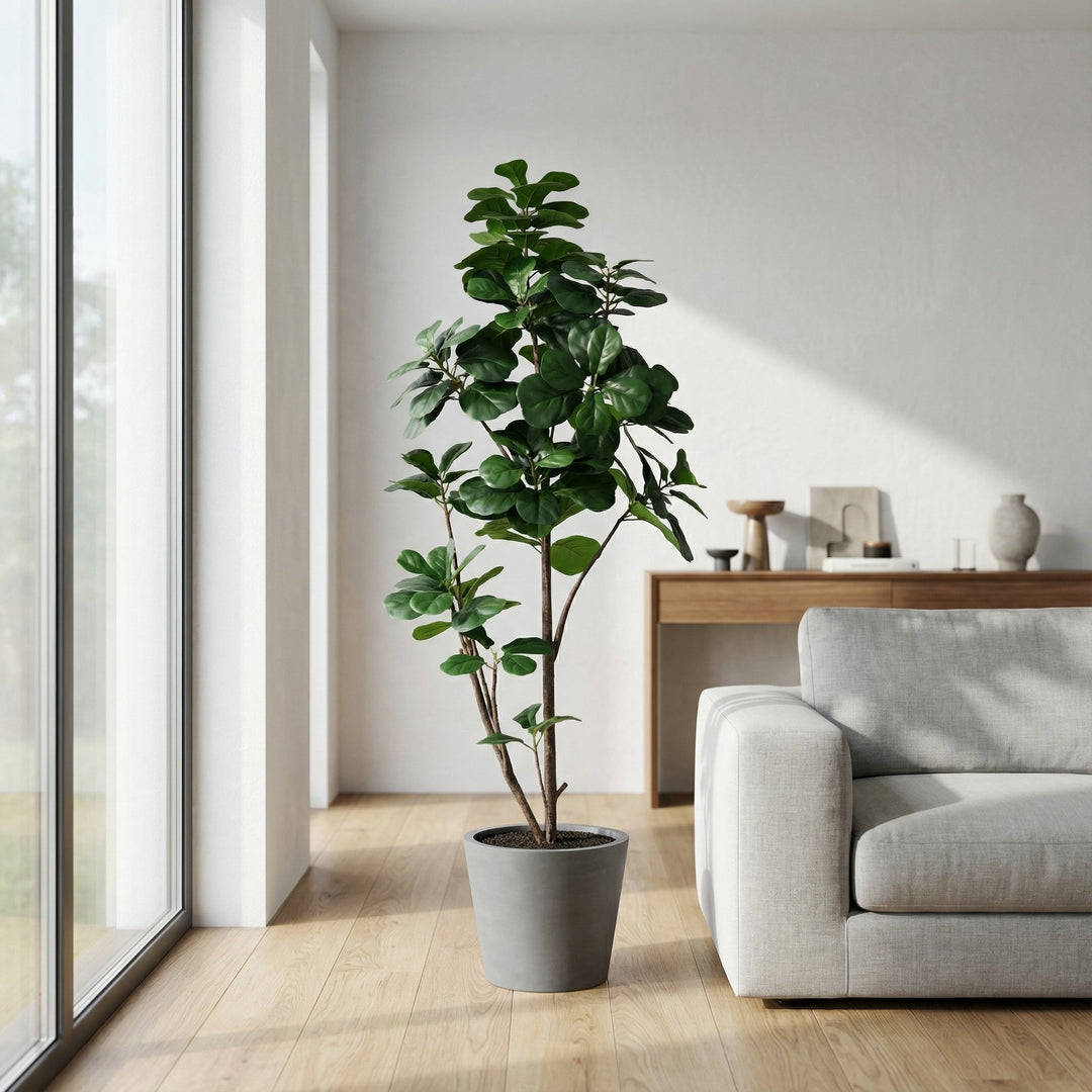Kunst Ficus lyrata vertakt - 150cm - Vioolbladplant