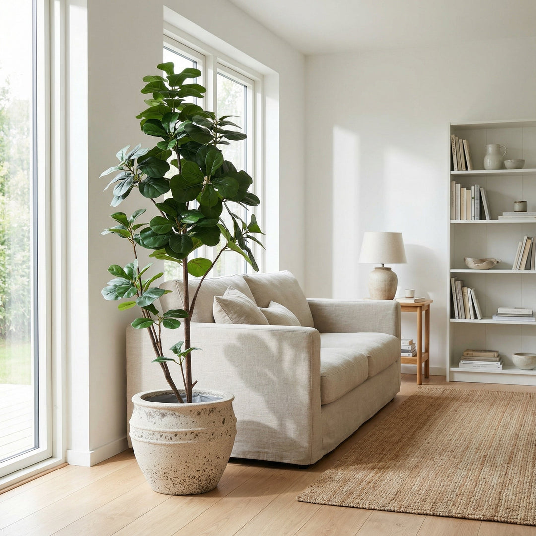 Kunst Ficus lyrata vertakt - 150cm - Vioolbladplant