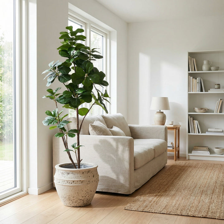Kunst Ficus lyrata vertakt - 150cm - Vioolbladplant