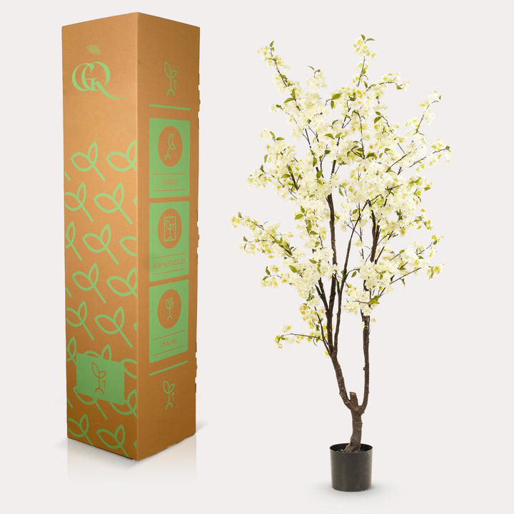 Kunstplant - Prunus - Kersenbloesem - Wit - 210cm | Koop