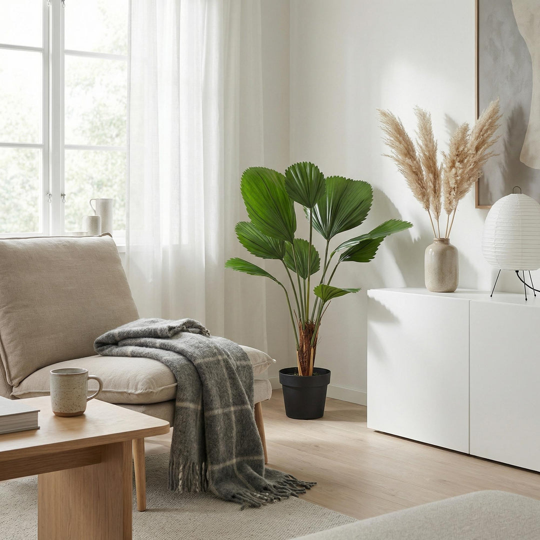 Licuala Grandis - 104cm - Kunstplant - Nep Plant Interieur