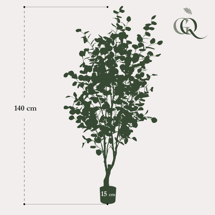 Kunstplant - Eucalyptus - Blauwe Gomboom - 140 cm | Premium