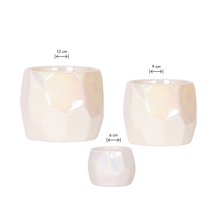 Combi deal - Pearl travertine potten - Sierpot Kamerplant