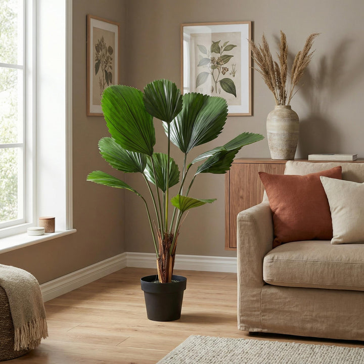 Licuala Grandis - 104cm - Kunstplant - Nep Plant Interieur